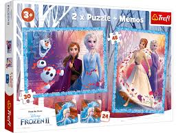 Køb Disney Frozen 2 - 2 puslespil + Memo - 30/48 brikker Brætspil