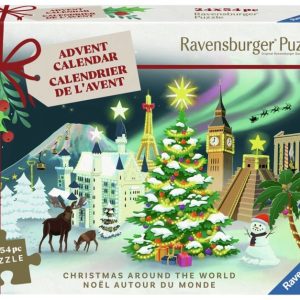 Køb Julekalender: Verden rundt (24 x 54 brikker) Brætspil