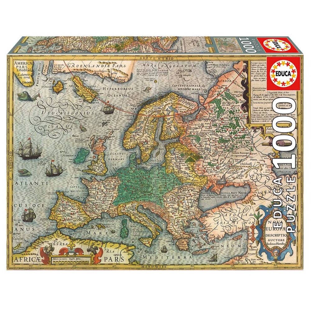 Køb Kort over europa - 1000 brikker Brætspil